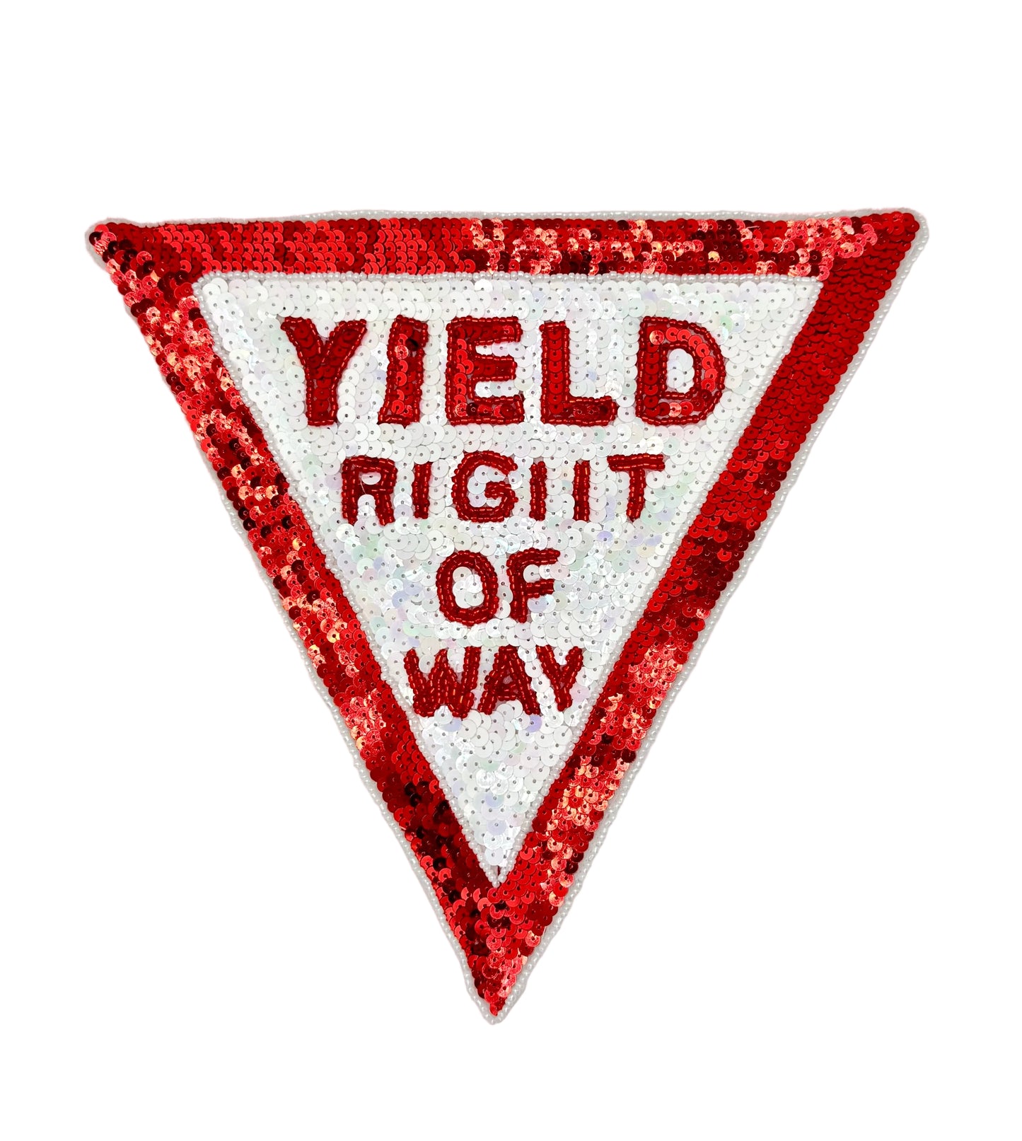 Yield Right of Way Sign Sequin & Bead Appliqué – 2 Versions
