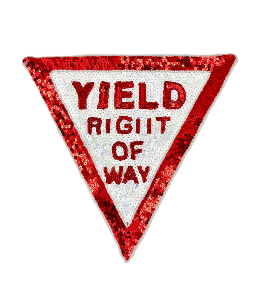 Yield Right of Way Sign Sequin & Bead Appliqué – 2 Versions