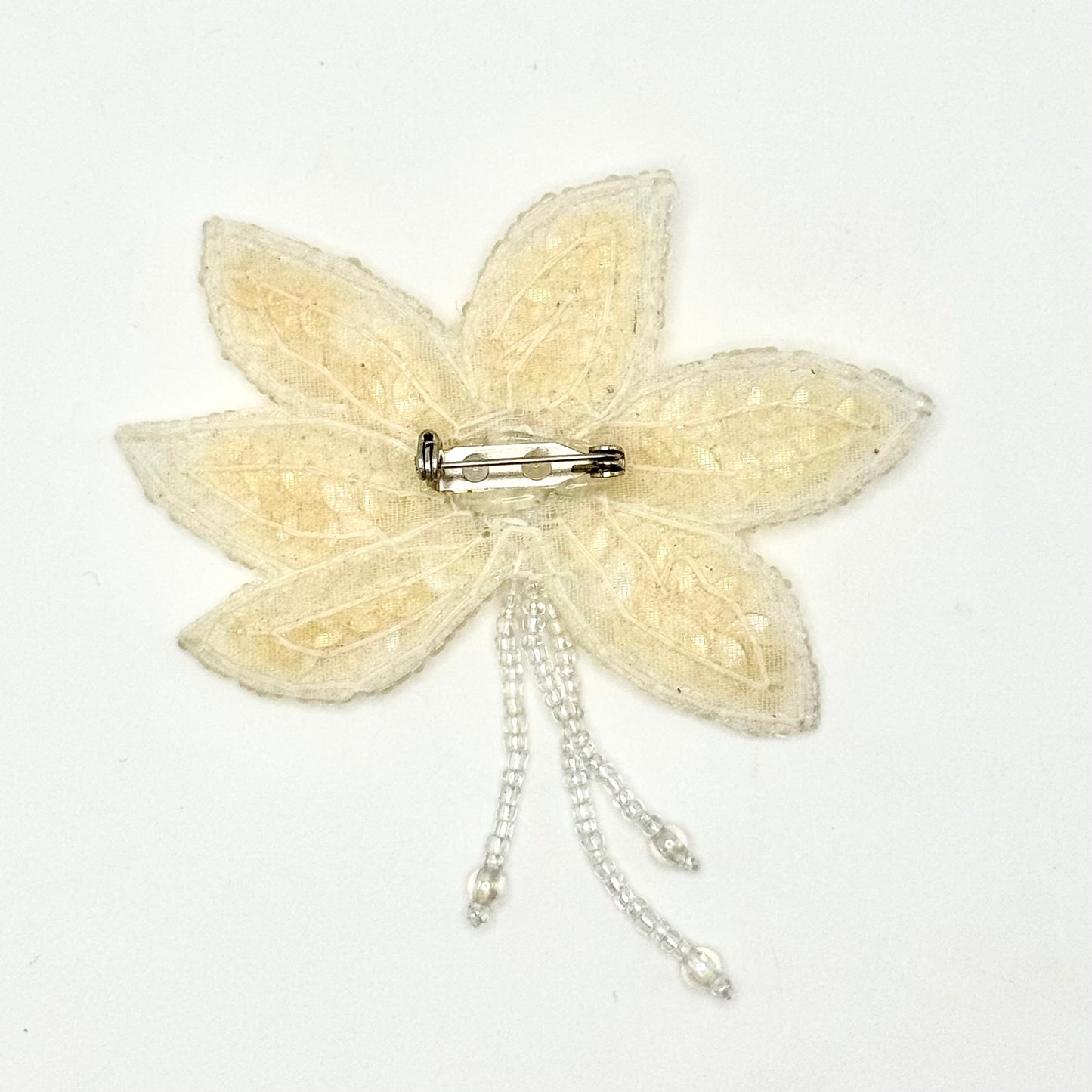 Iridescent Clear Sequin & Bead Flower Appliqué – 3.25" x 3.25" | Pin or Sew-On