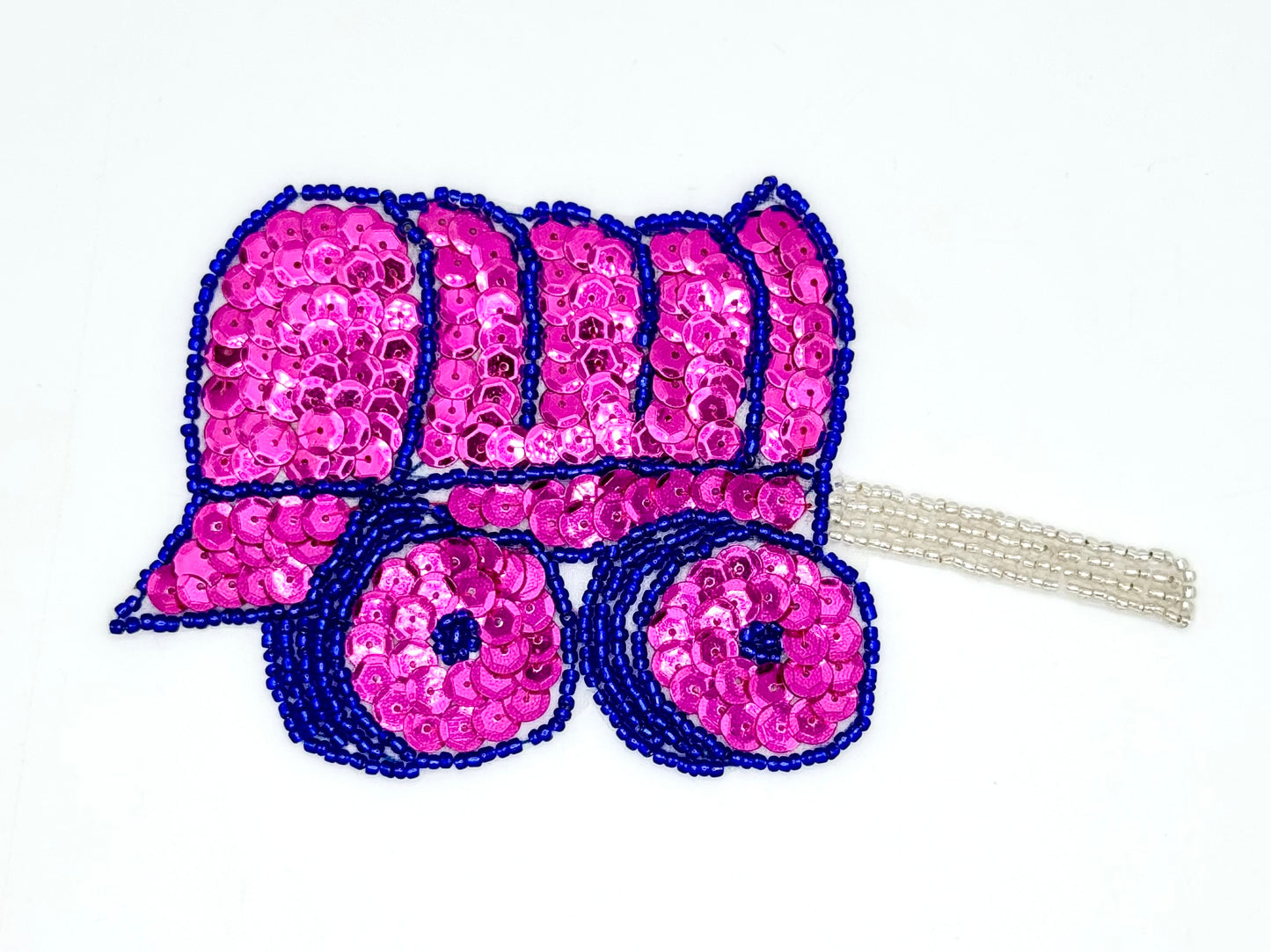 Covered Wagon - Pink Sequins - Blue/Silver Beads 5.5" x 3.5"
