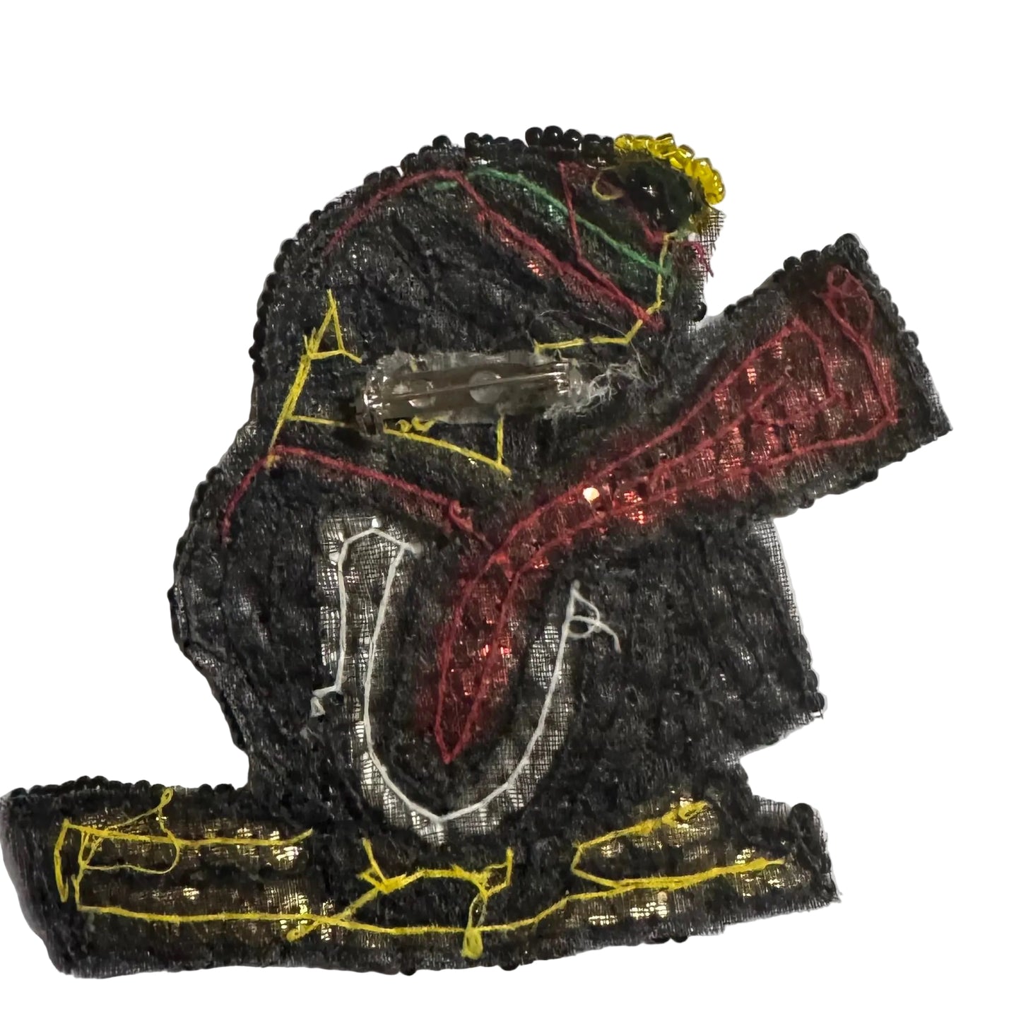 Skiing Penguin Sequin Appliqué – Multicolored Sequins & Beads – 3.5" x 3"