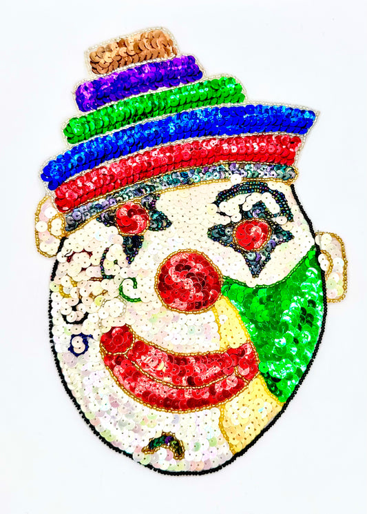 Clown Face - Multicolored Sequins and Beads 10" x 7"