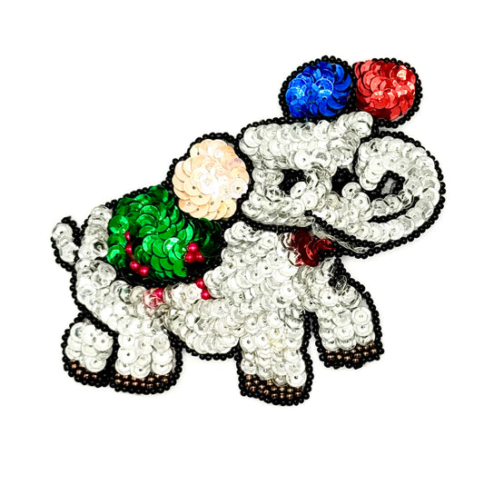 Silver Elephant with Balloons 4" x 3.5"