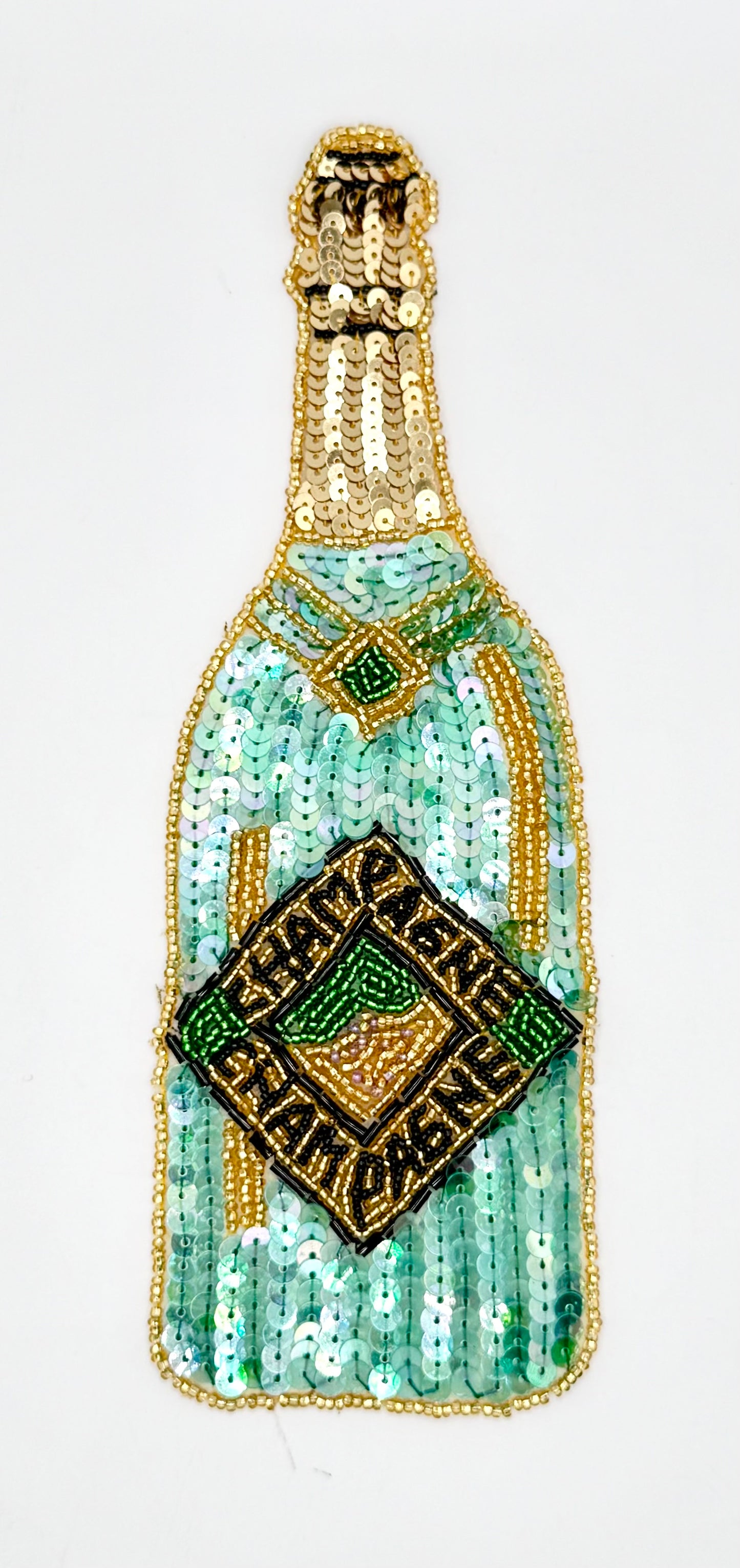 Champagne Bottle - Sequins and Glass  Beads 8.75" x 3"
