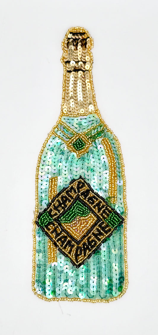 Champagne Bottle - Sequins and Glass  Beads 8.75" x 3"