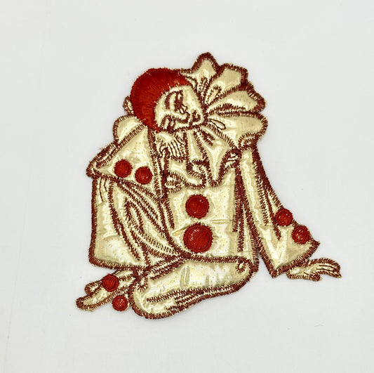 Clown with Gold Cloth Suit, Embroidered 4.5" x 4.5"