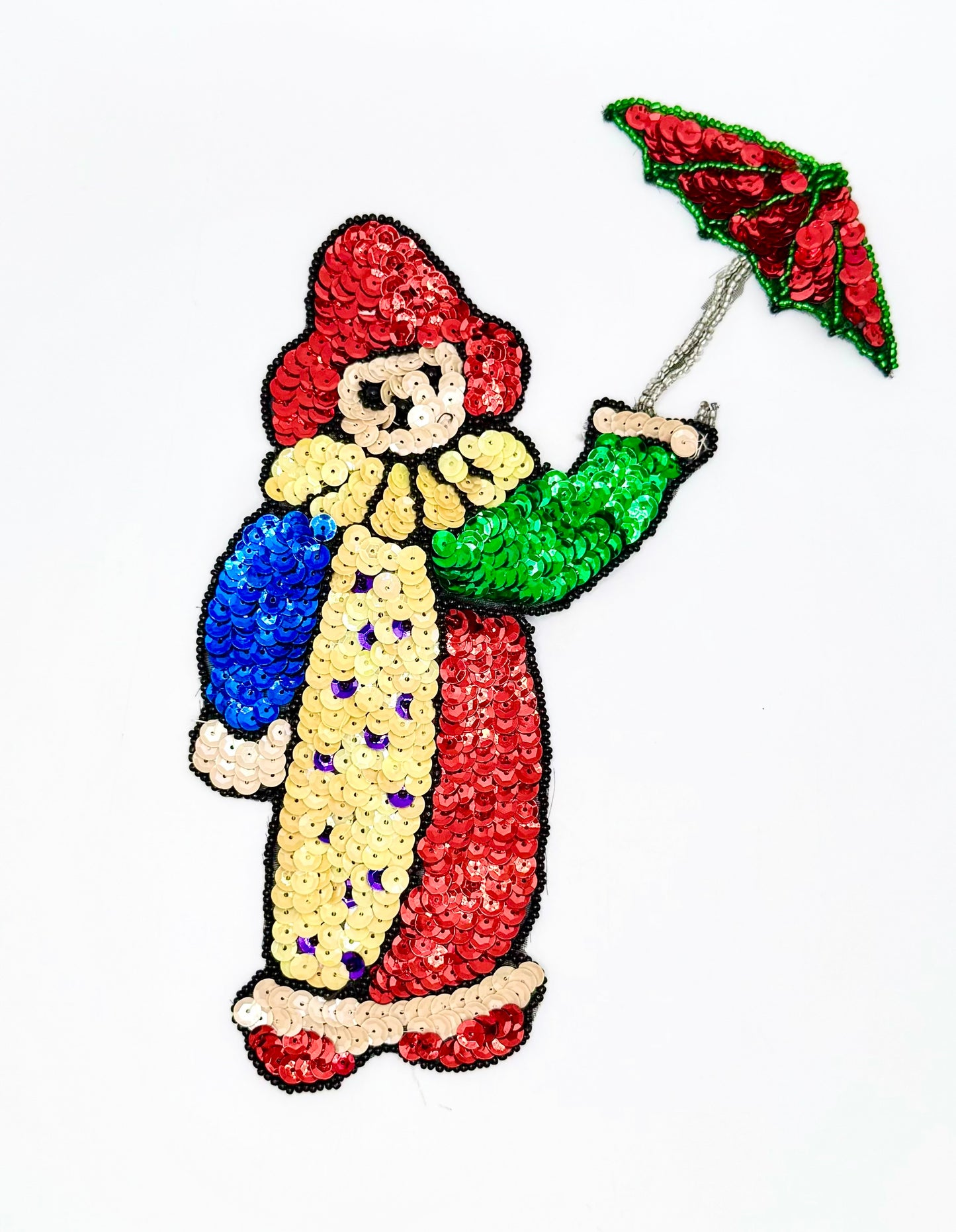 Payaso Vintage con Paraguas con Lentejuelas Multicolor - en 3 Tamaños