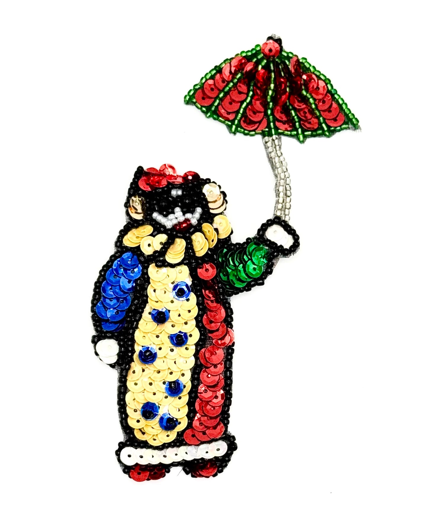 Payaso Vintage con Paraguas con Lentejuelas Multicolor - en 3 Tamaños