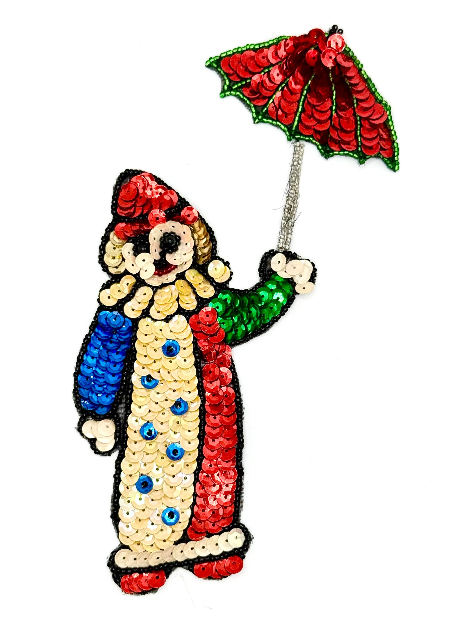Payaso Vintage con Paraguas con Lentejuelas Multicolor - en 3 Tamaños