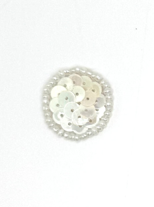 White Sequin and Bead Circle or Dot - .75"