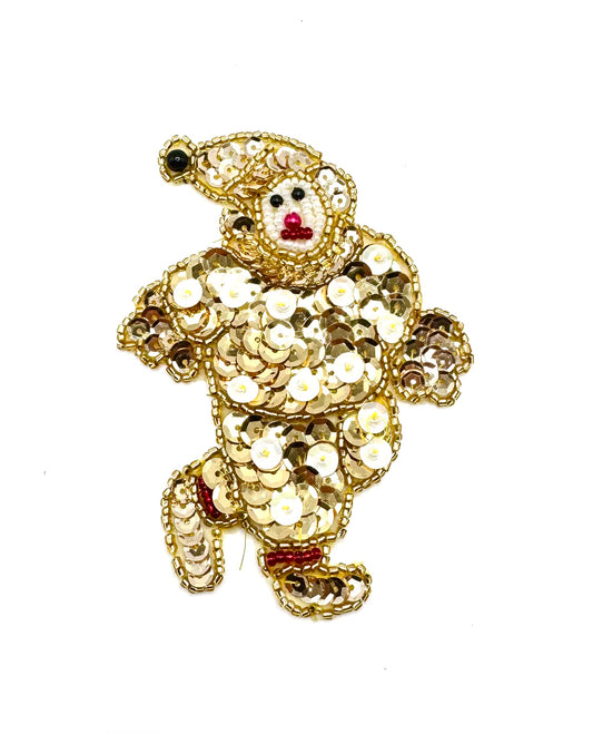 Clown with Gold and White Sequins 4" x 3"
