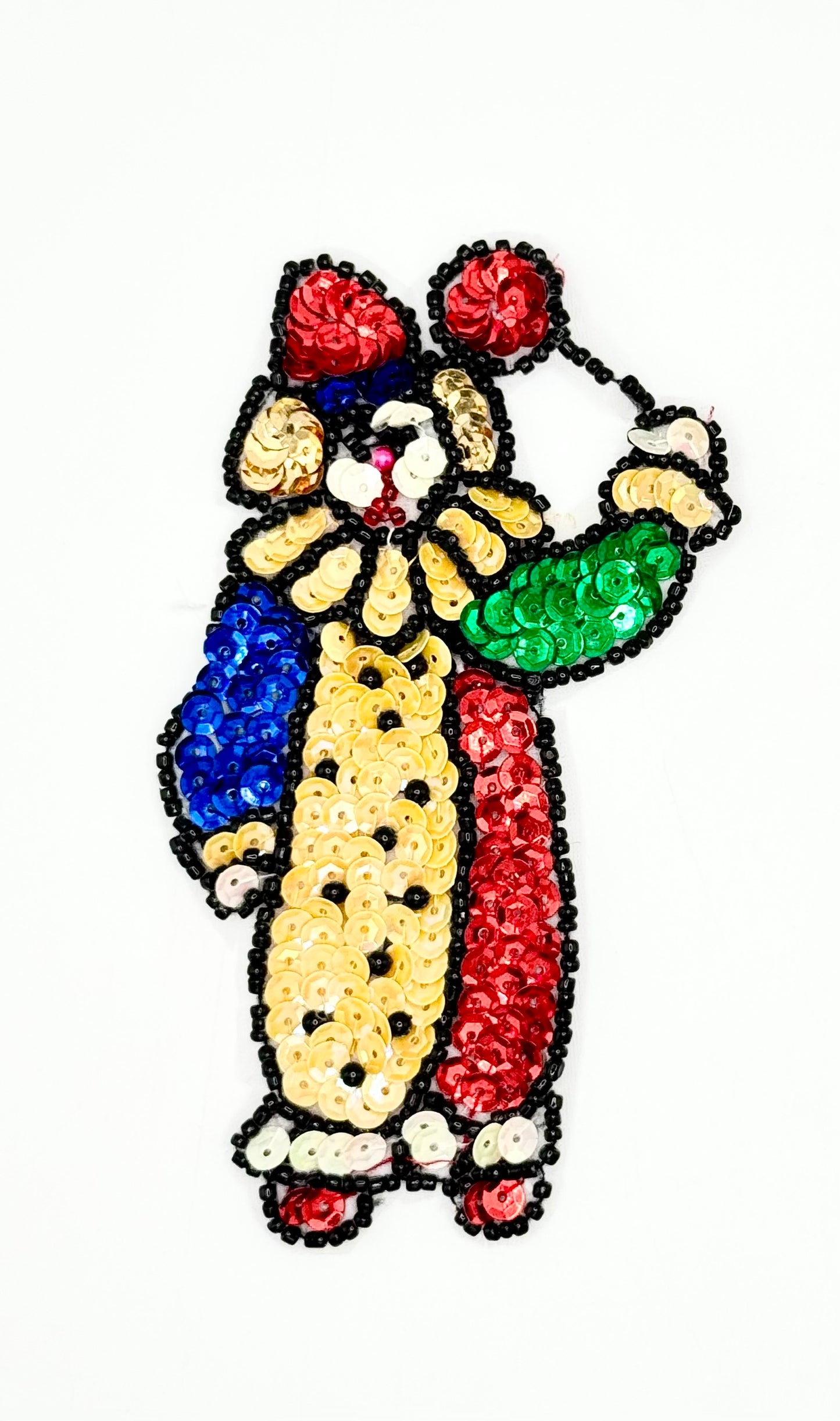 Payaso con globos - Lentejuelas y cuentas multicolores 4.5" x 3"