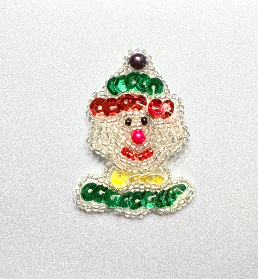 Beaded Clown Face with MultiColored Sequins and Beads - 1.75" x 1.25"