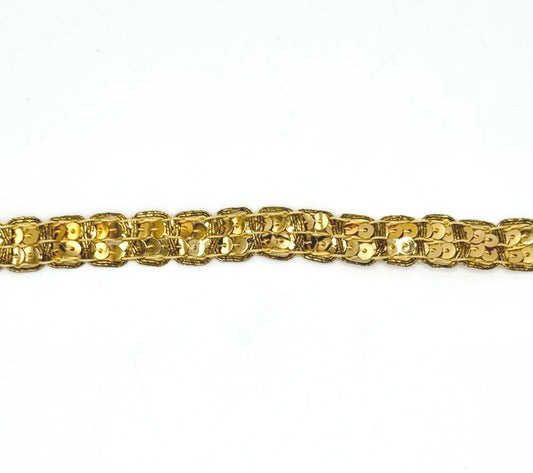 Ribete de Lentejuelas Doradas y Hilo Dorado de 1,27 cm de Ancho - Se Vende por Metro