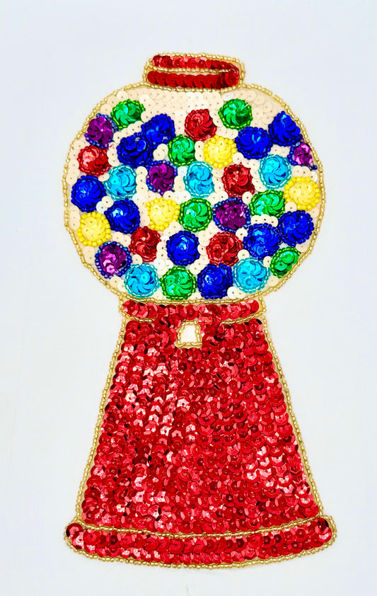 Gumball Machine with Multi-Colored Sequins and Beads 8.5" x 4.25"