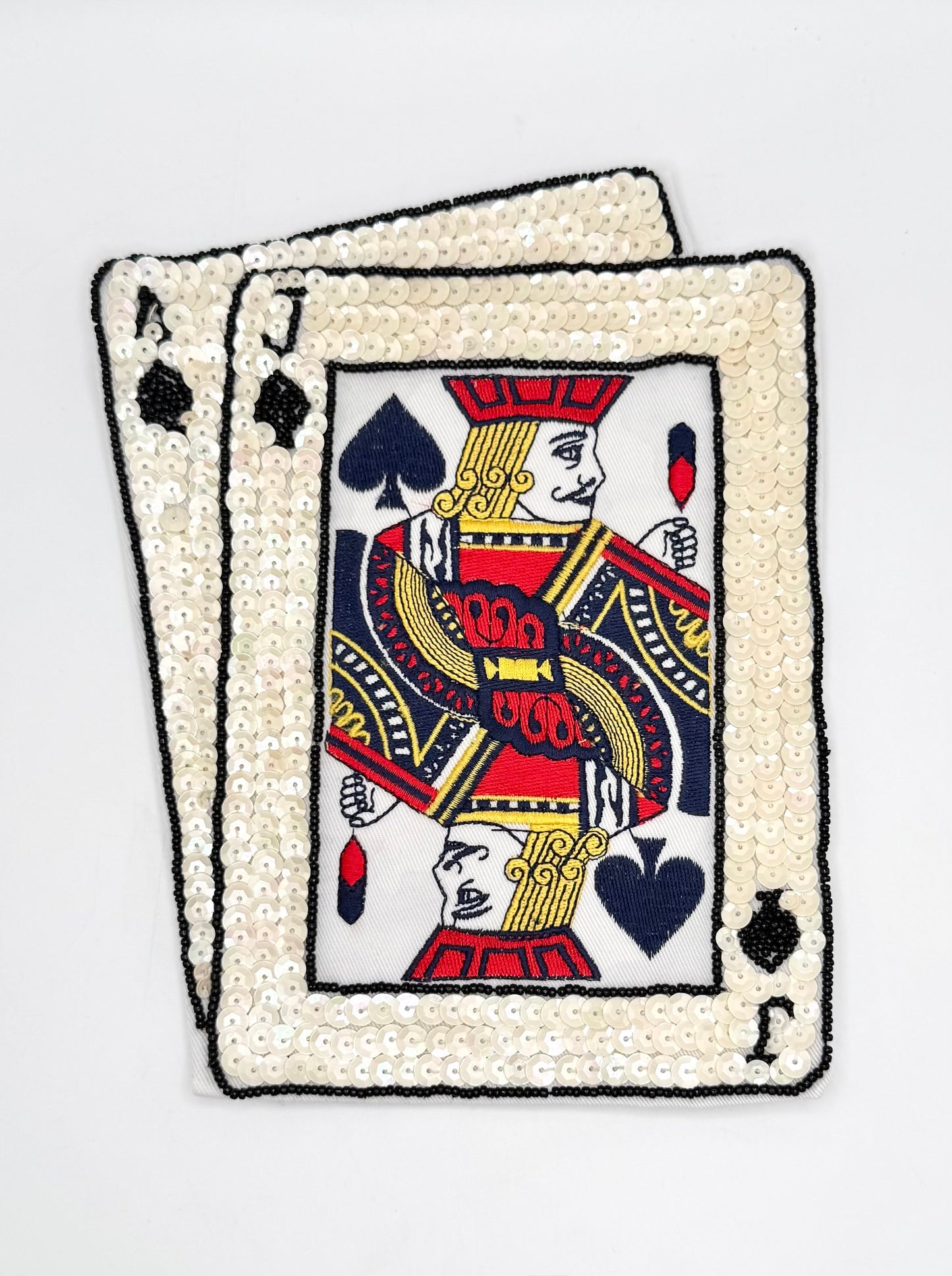 Jack and Ace of Spades Playing Cards with Embroidered Center 7.75" x 6"