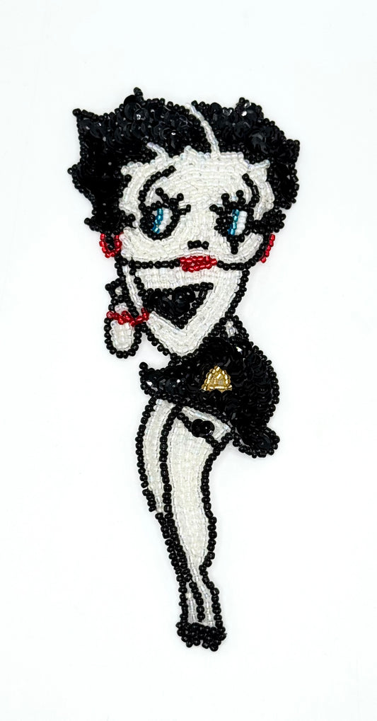 Betty Boop - Beaded Red Lips, Earrings and Bracelet - Beads and Sequins 6.5" x 3"