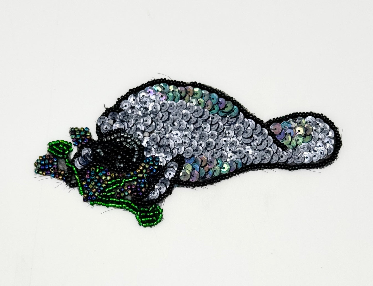 Manatee Appliqué -  Color of Color - Sequins - Beads 5" x 2.5"