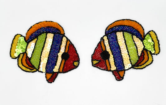 Opciones de un par o un solo pez - Lentejuelas y cuentas multicolor 4.75" x 4"