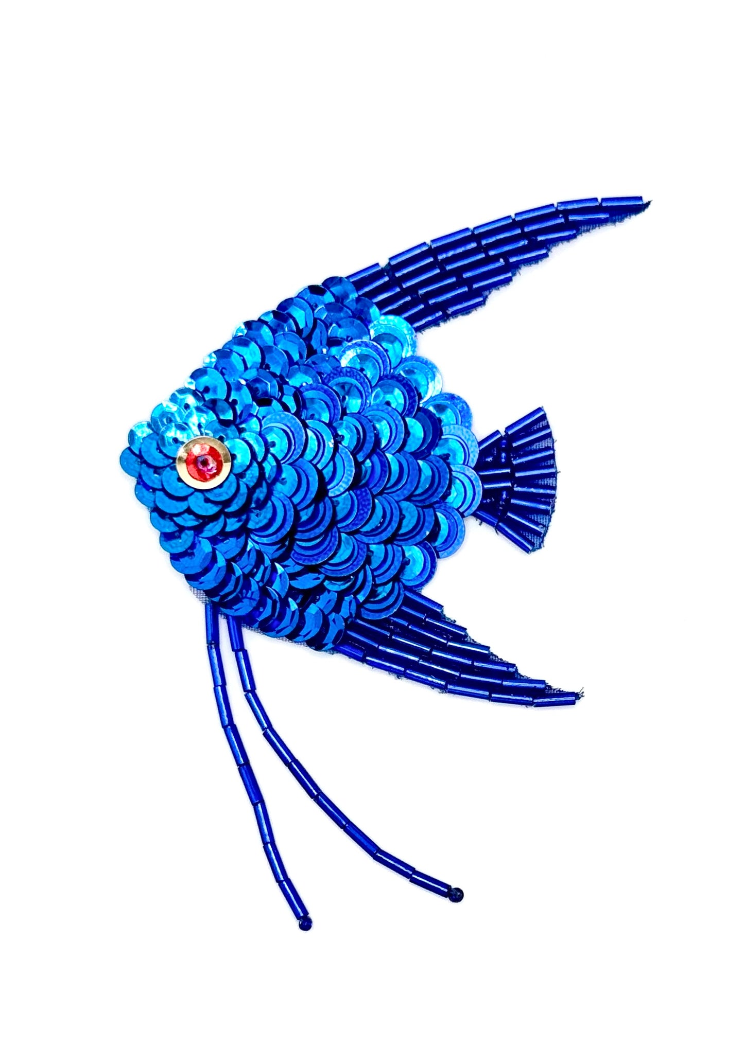 Fish Appliqué -  Royal Blue Sequins/Beads 5" x 2.75"
