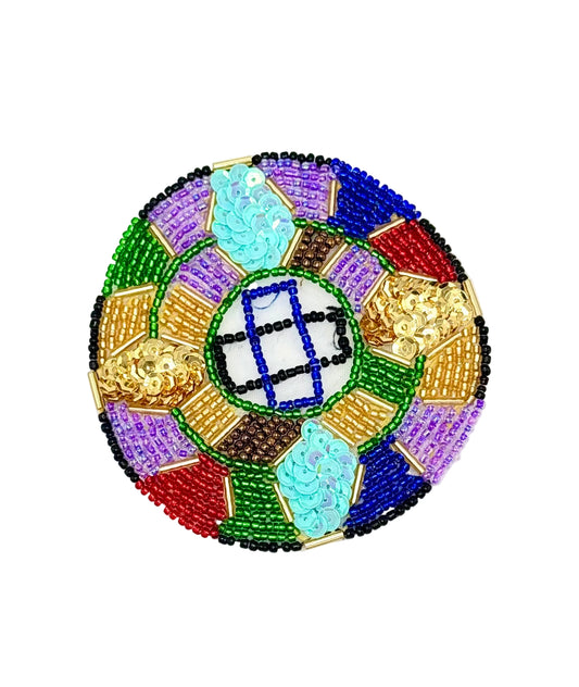 Designer Motif Multicolored Sequin/Beads  3.5”