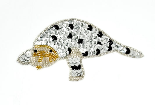 Manatee Appliqué - Choice of 5 Colors - Sequins - Glass Beads 5.25" x 2.5"