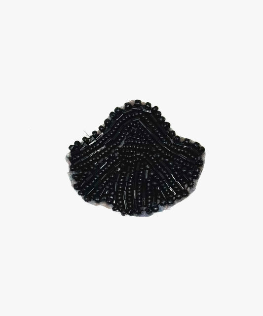 Seashell Appliqué - Black Beads 2.5" x 2"