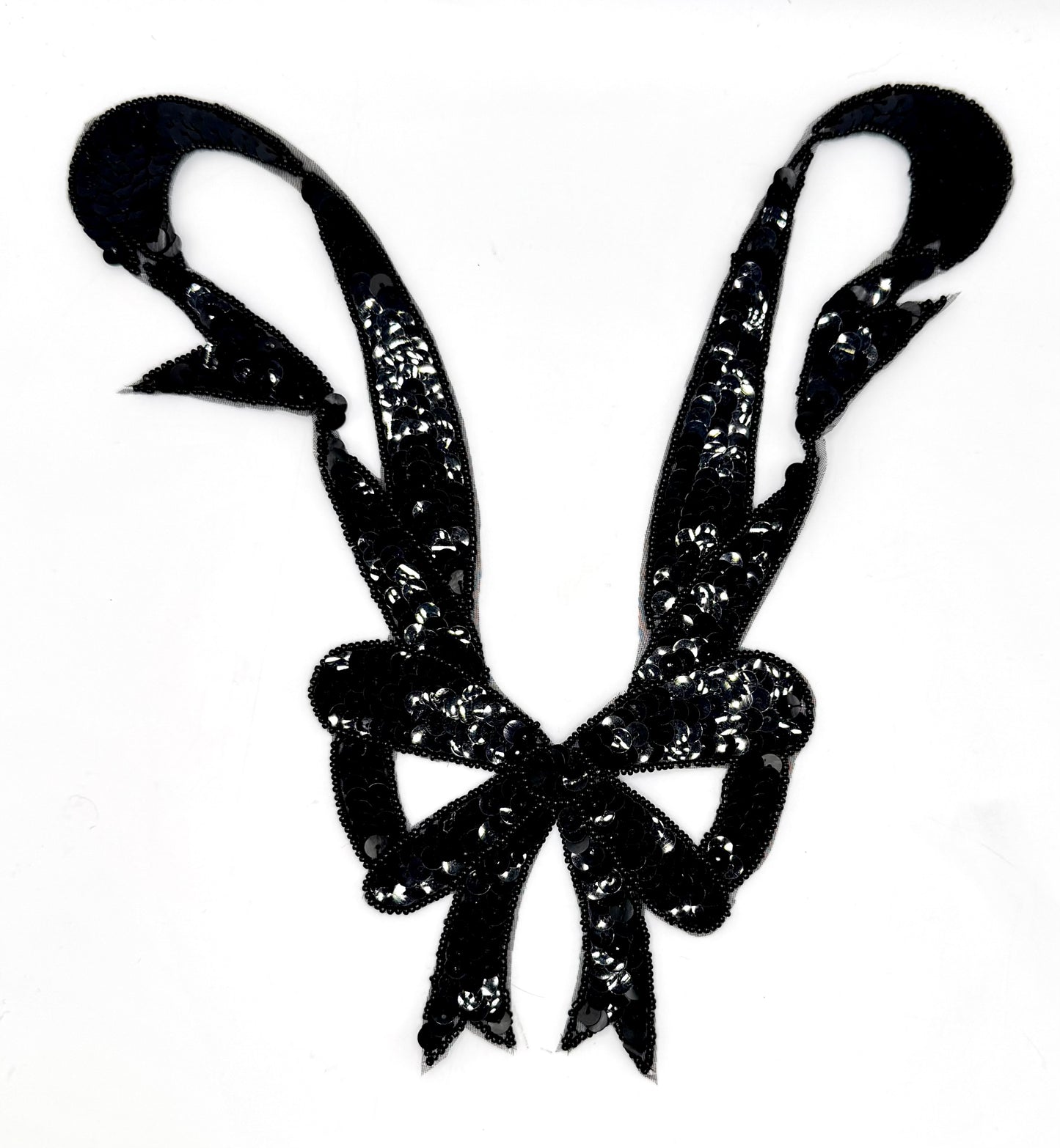 Bow with Black Sequins and Beads 10.25" x 9.5" - Neckpiece