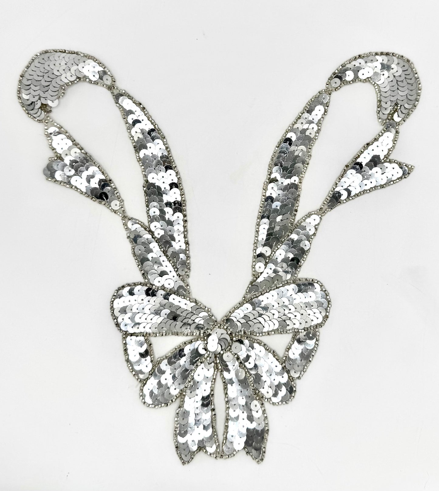 Bow with Silver Sequins and Beads 10.25" x 9.5" - Neckpiece
