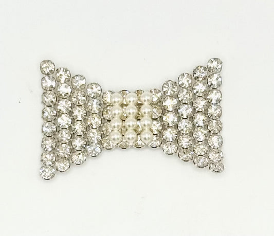 Bow with Rhinestones and Pearls 2.25" x 1.5"