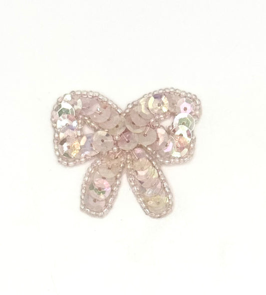 Bow with Iridescent Sequins and Beads 1.75" x 1.5"