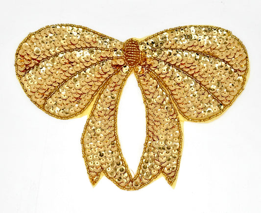 Bow with Gold Sequins and Beads 7.75" x 5.5"