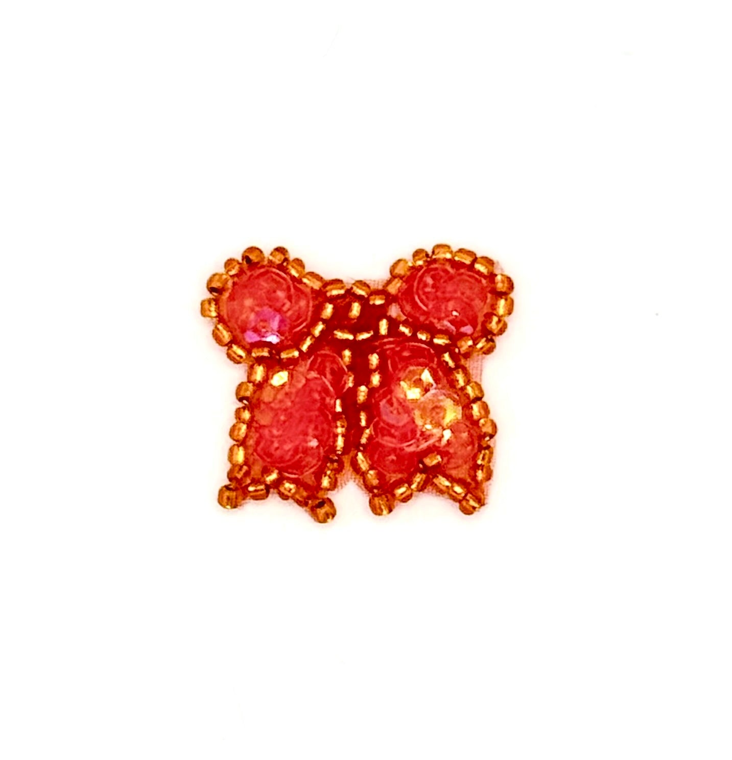 Lazo con lentejuelas y cuentas naranjas de 2,5 cm x 2,5 cm