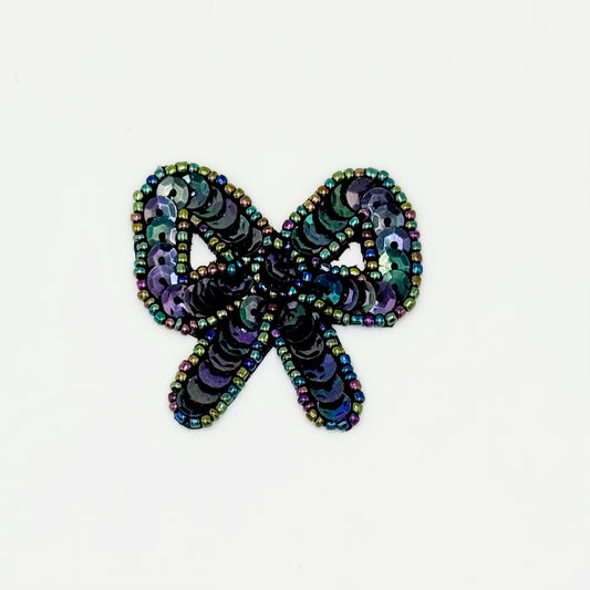 Bow - Moonlight Sequins and Glass Beads 1.75" X 1.75"