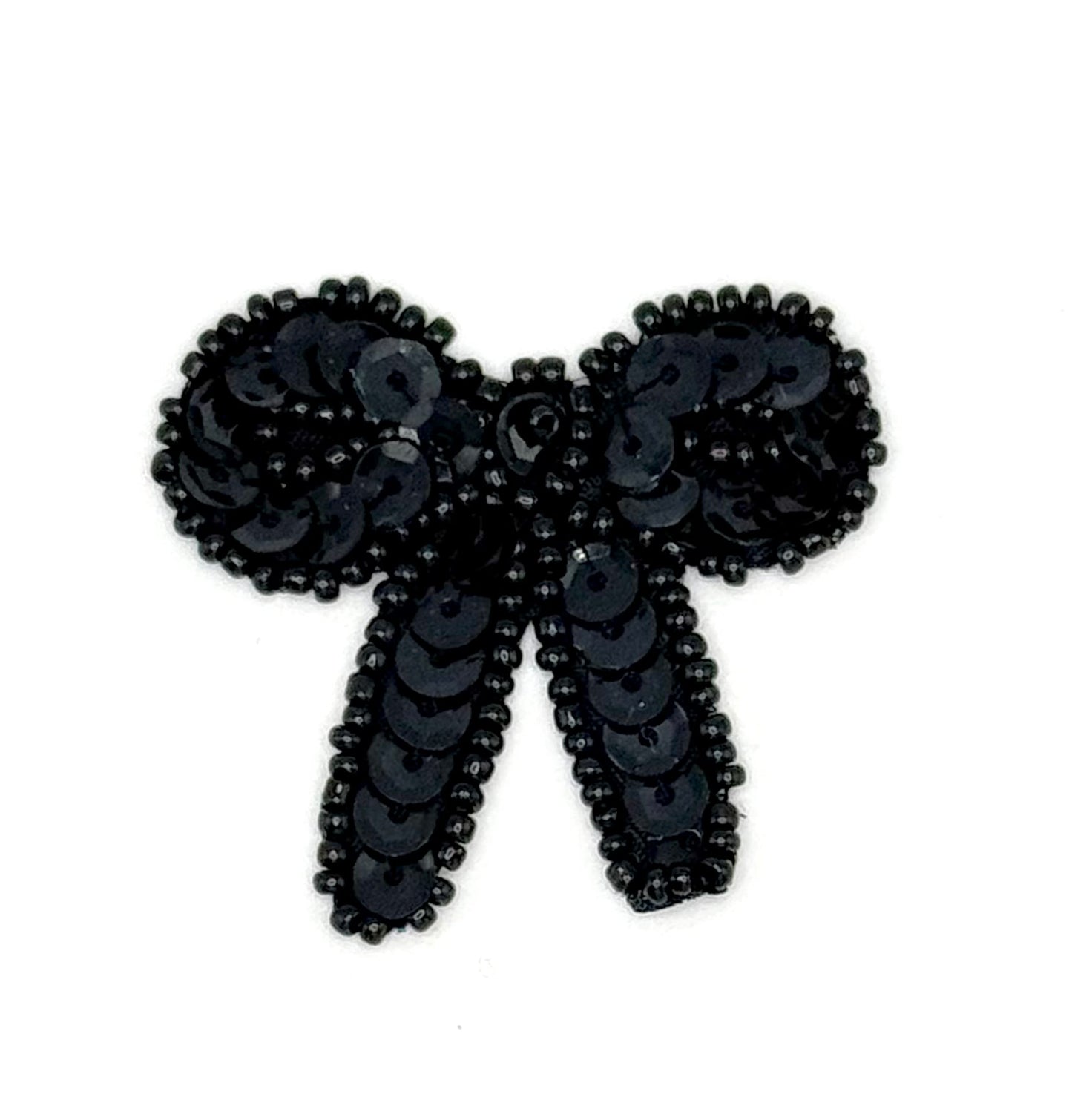 Bow with Black Sequins and Glass Beads 1.75" x 1.5"