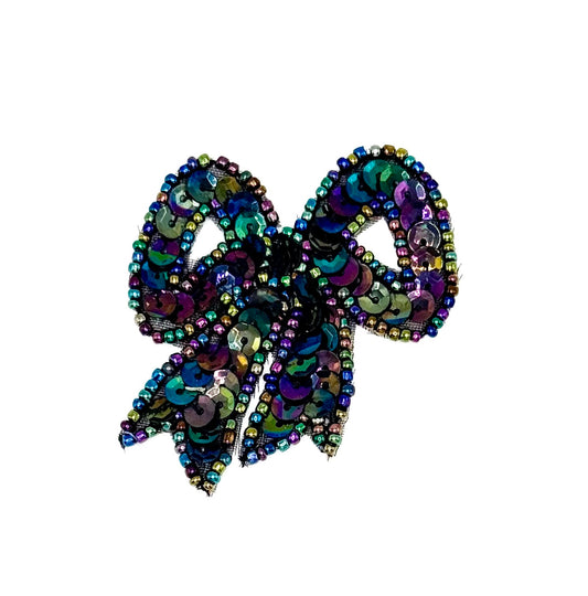Bow with Moonlite Sequins and Beads, 2.25" x 2.25"