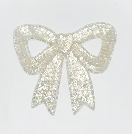 Bow with Iridescent Sequins and Beads 5.75" x 5"