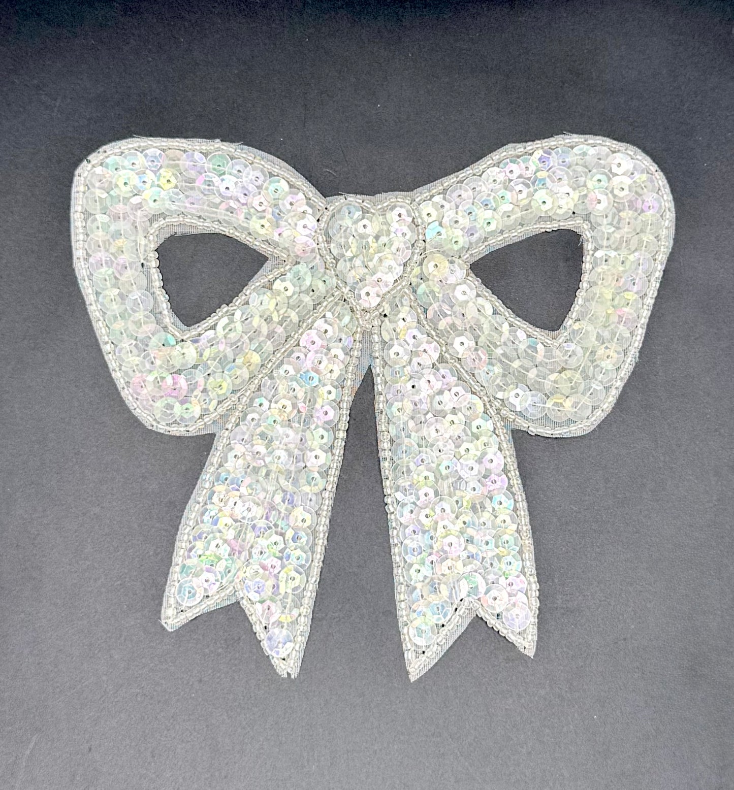 Bow with Iridescent Sequins and Beads 5.75" x 5"
