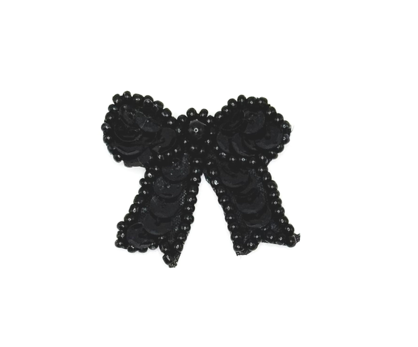 Bow with Black Sequins and Beads 1.25" x 1.25"