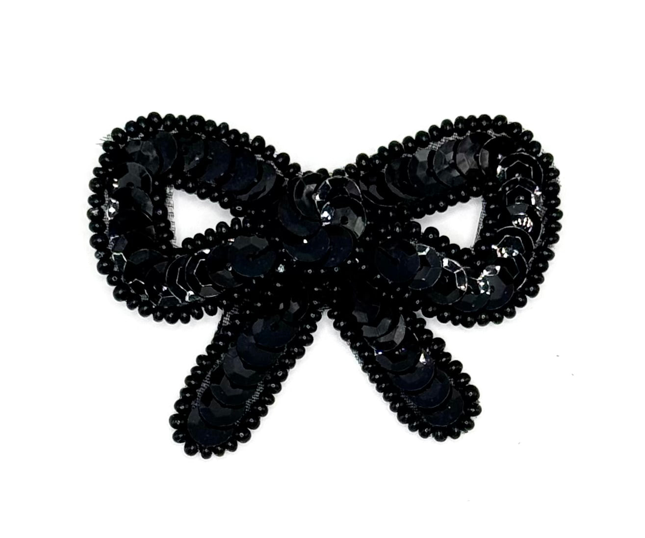 Moño - Lentejuelas y Cuentas Negras 2.5" x 2"