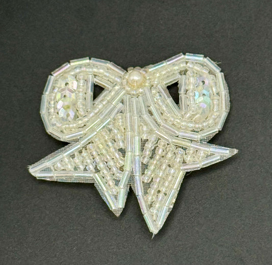 Bow with Iridescent Sequins and Glass Beads 2" x 1.75"