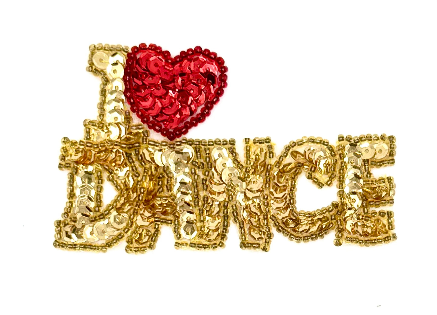 Variedad de tallas "I Love Dance" con lentejuelas rojas y doradas