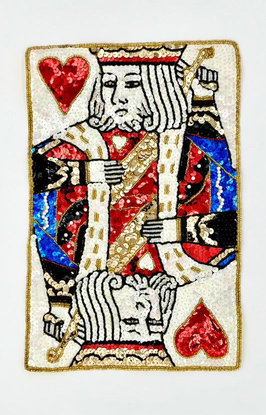 Huge King of Hearts Playing Card with Sequins and Beads 13.25” x 8.75”