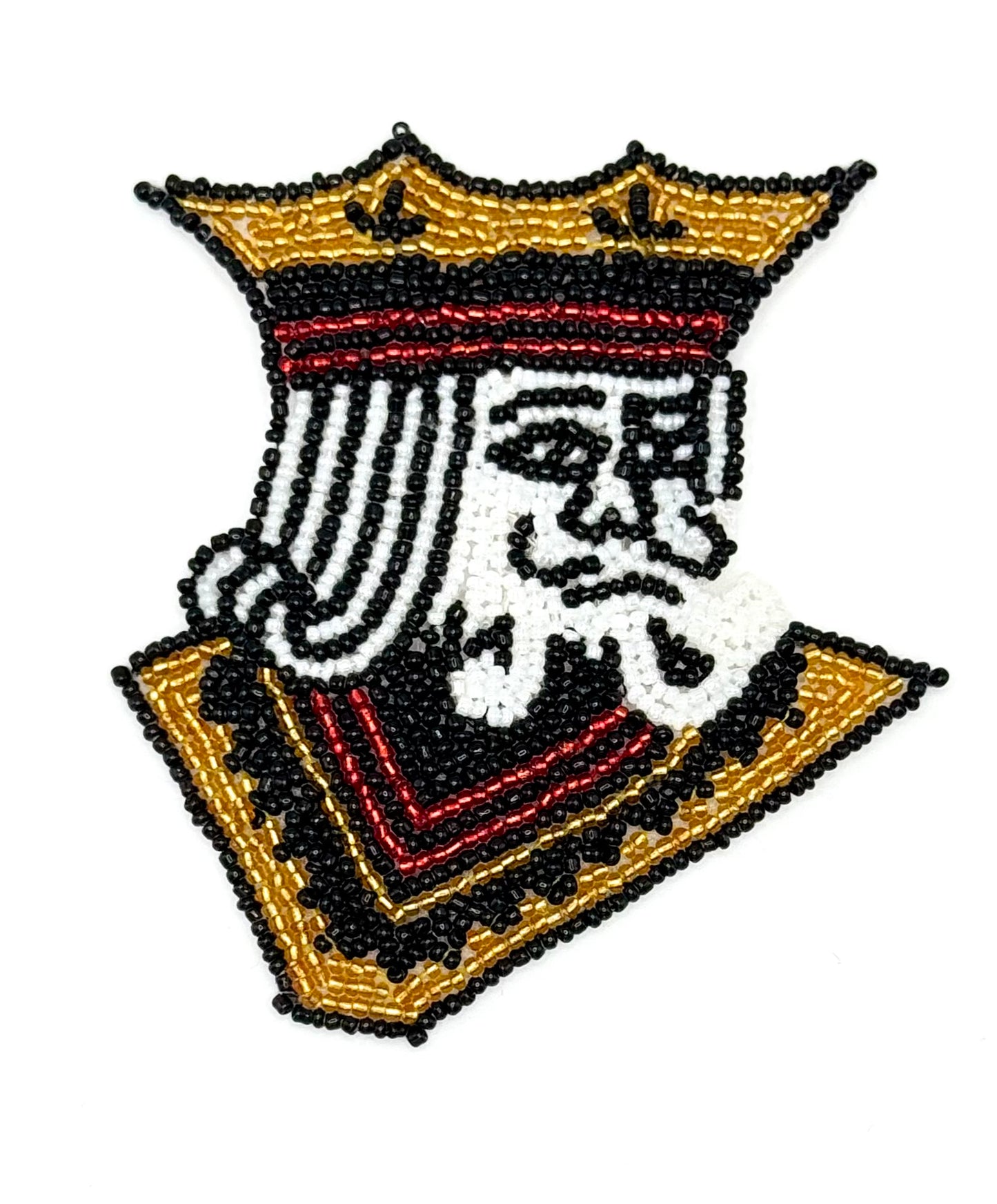Playing Card King Face, Custom Designed with all Beads 3.5" x 3.25"