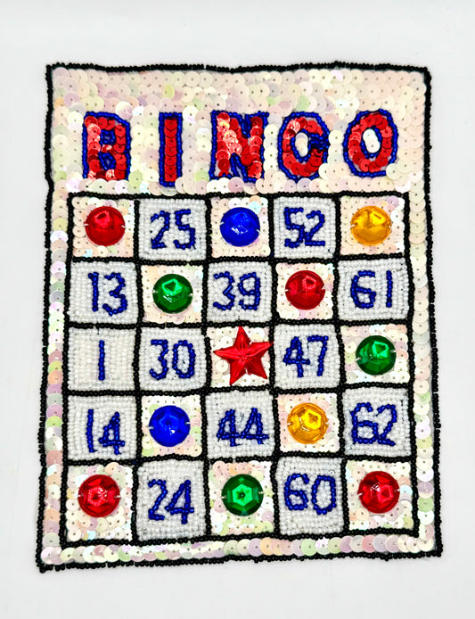 Bingo Card with Multi-Colored Sequins and Beads 7.25" x 5.75"