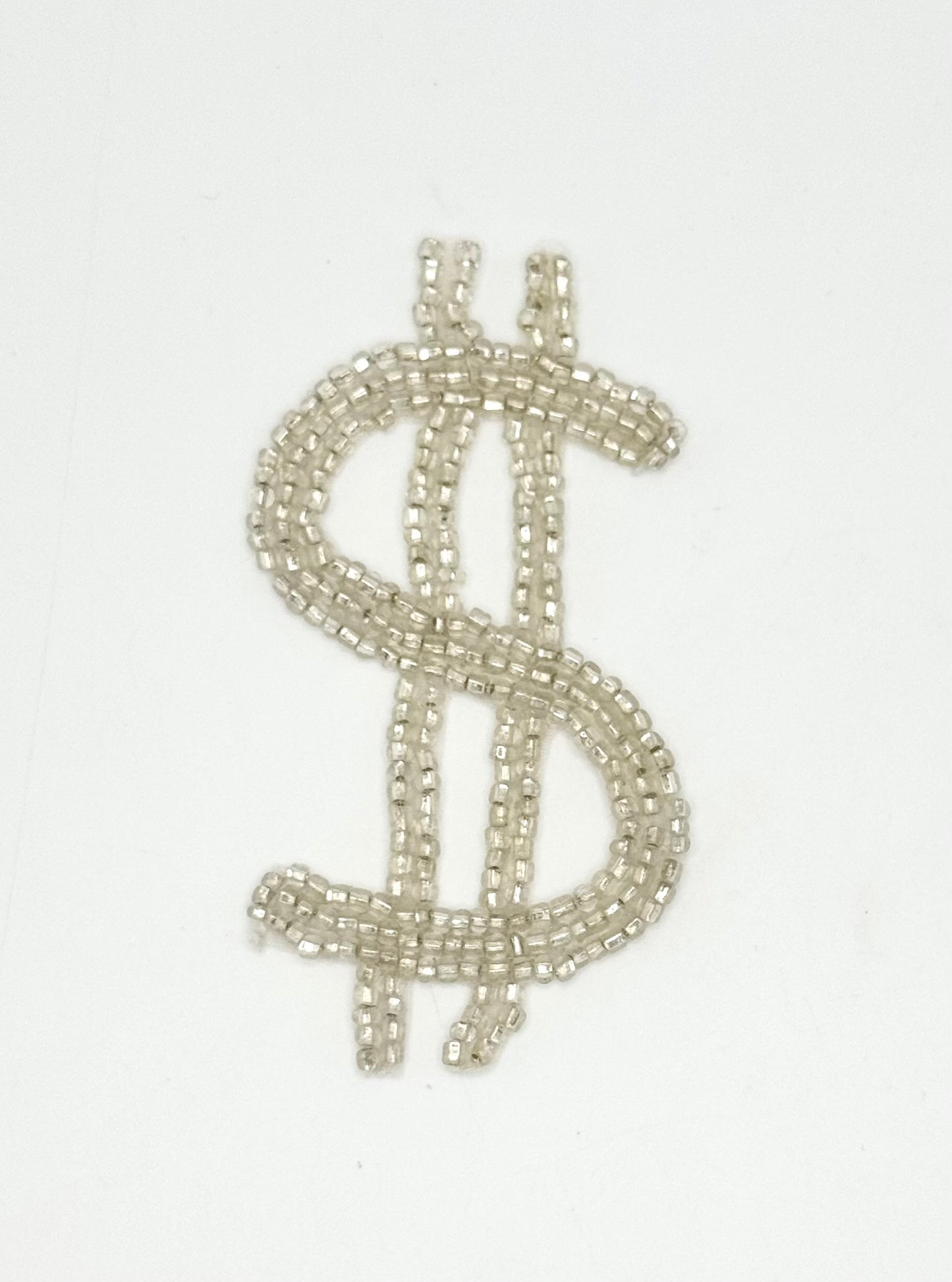 Dollar Sign with Silver Beads 4" x 2"
