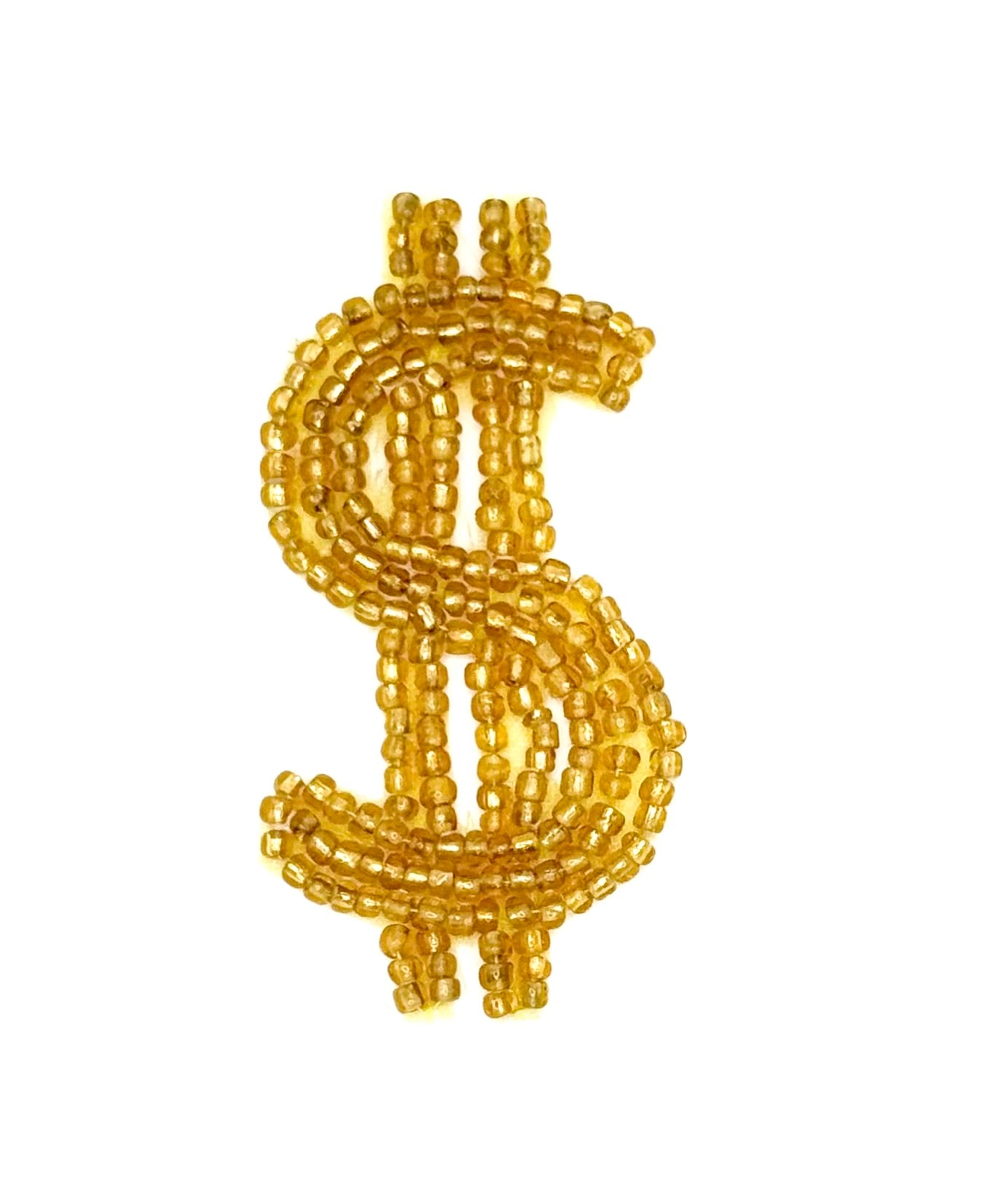 Beaded Dollar Sign with Gold Beads - Choice of Size 3" x 1.5" or 4" x 2"