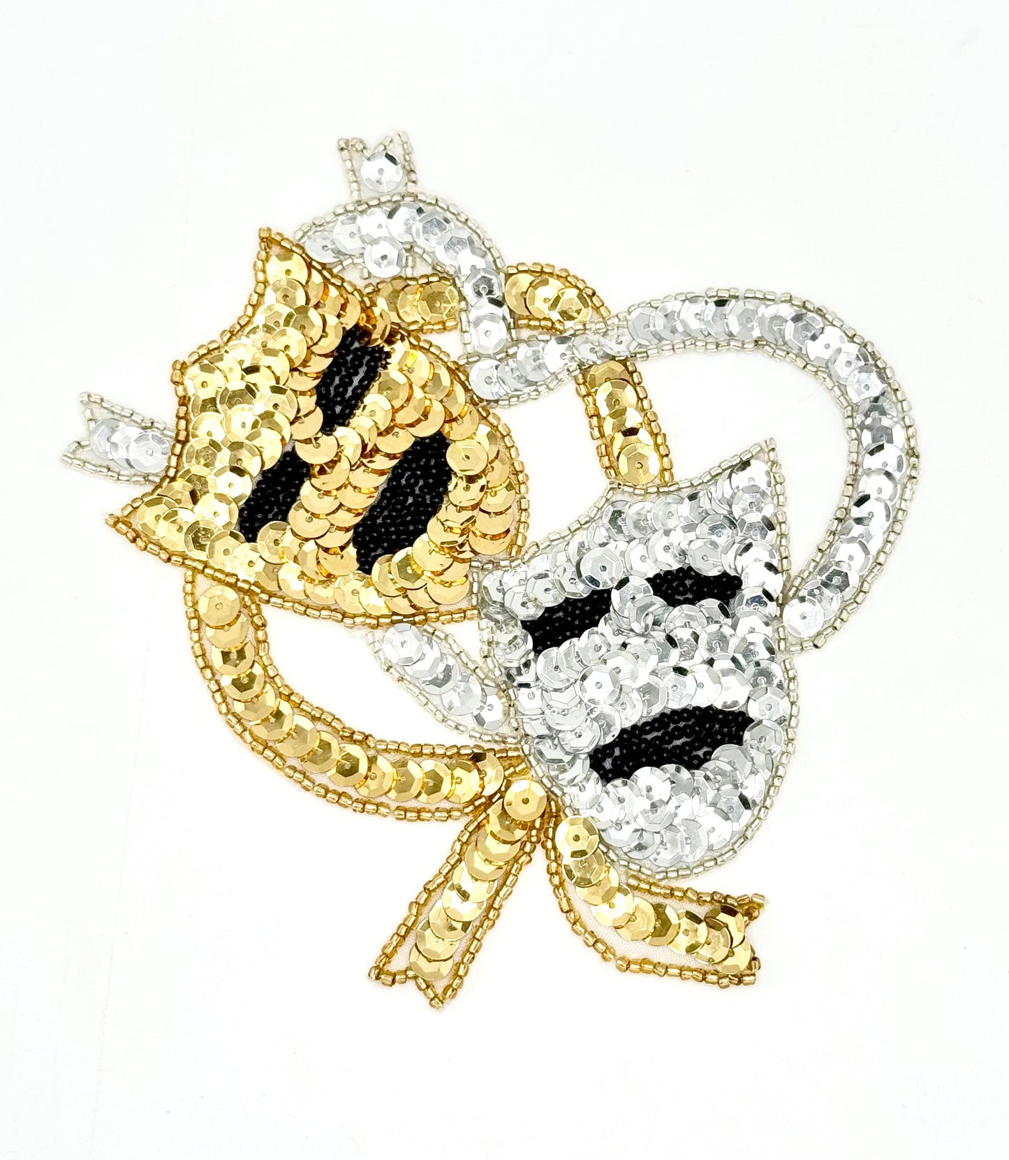 Mardi Gras Comedy/Tragedy Mask with Gold and Silver Sequins and Beads 5.25" x 5"