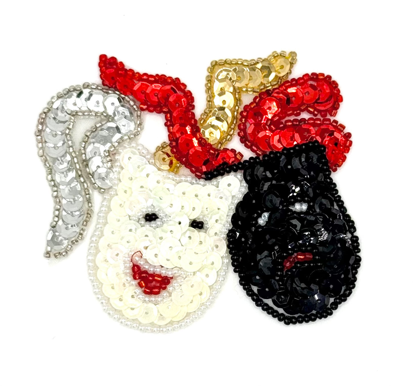 Mardi Gras Mask Faces - Sequins and Beads Choice of Size
