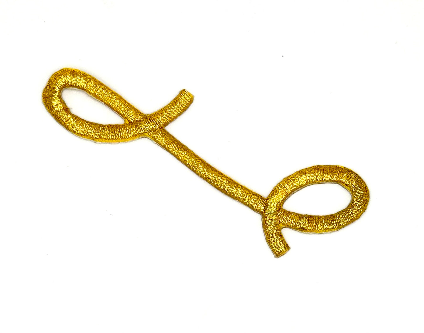 Designer Gold Metallic Art Deco Loop Embroidered Iron-On Patch  1.25" x 3.5"